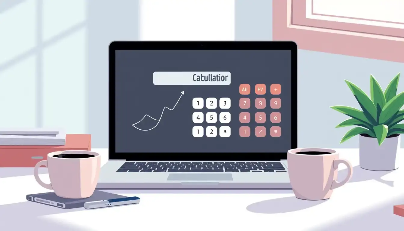 Interfaz de calculadora científica moderna en pantalla de laptop con gráficos matemáticos