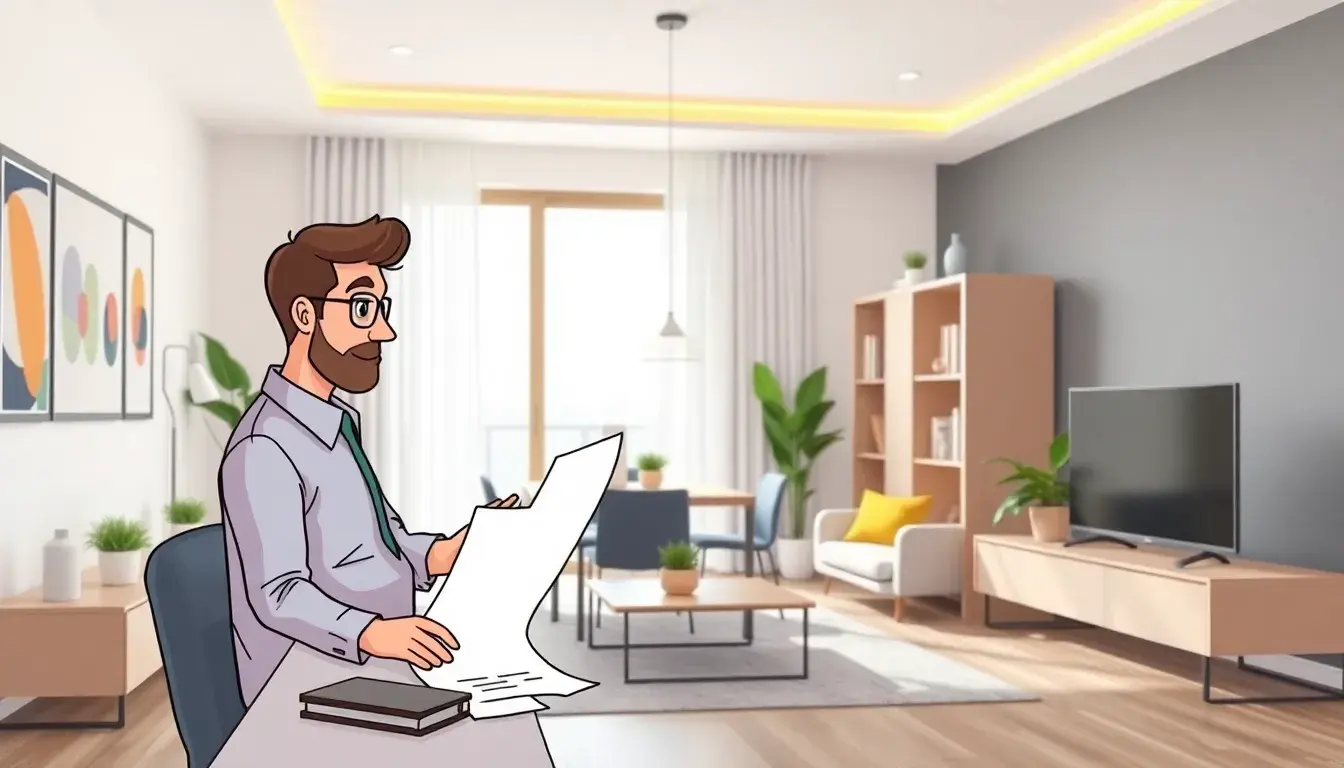 Hombre analizando documentos de impuestos y vivienda para calcular plusvalia municipal