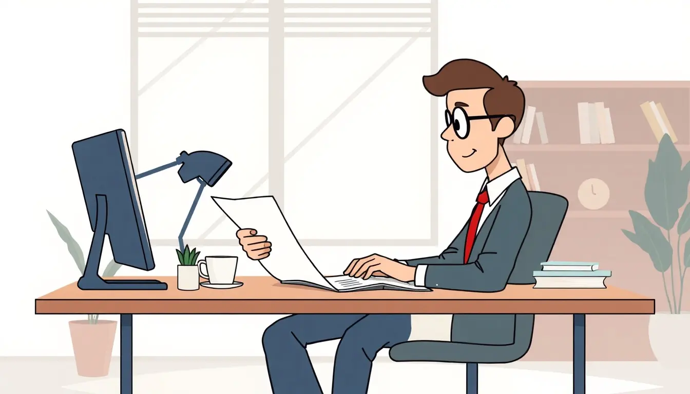 Persona revisando el cálculo de prestación por desempleo en un escritorio profesional