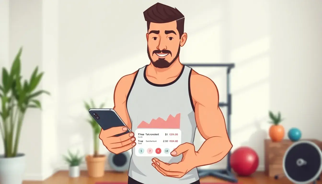 Persona revisando su progreso de bienestar e indice corporal en smartphone