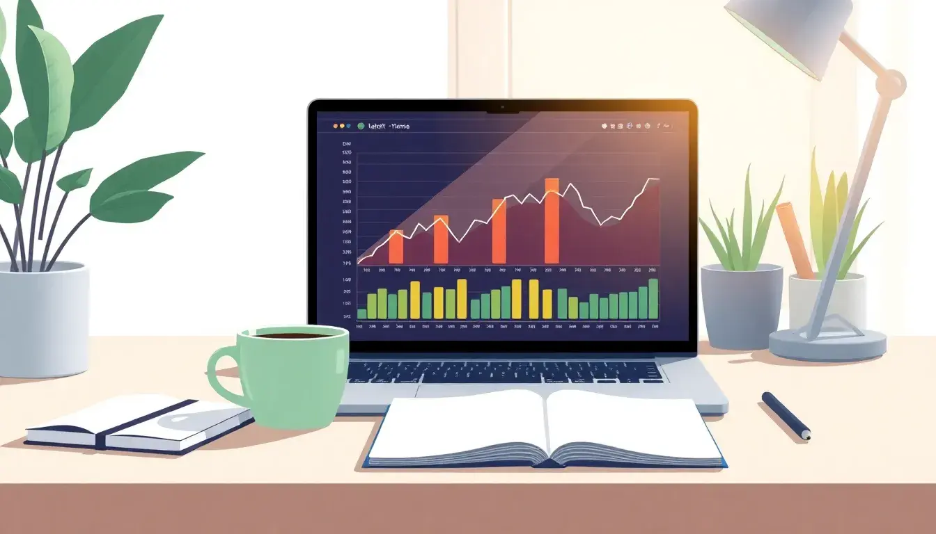 Laptop showing financial data for calculadora paro sepe guide.