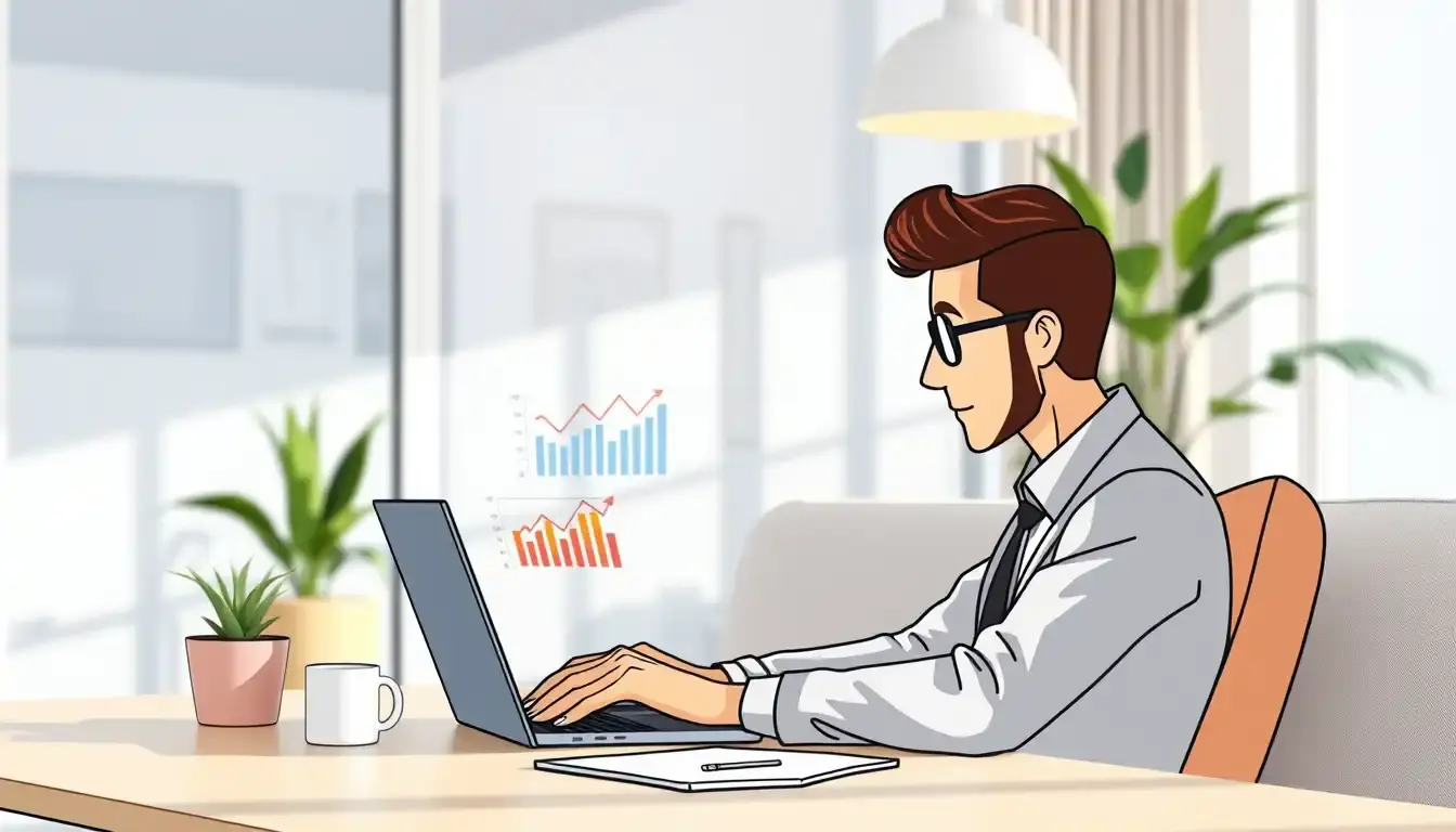 Persona analizando datos financieros de una hipoteca en una computadora portátil moderna.