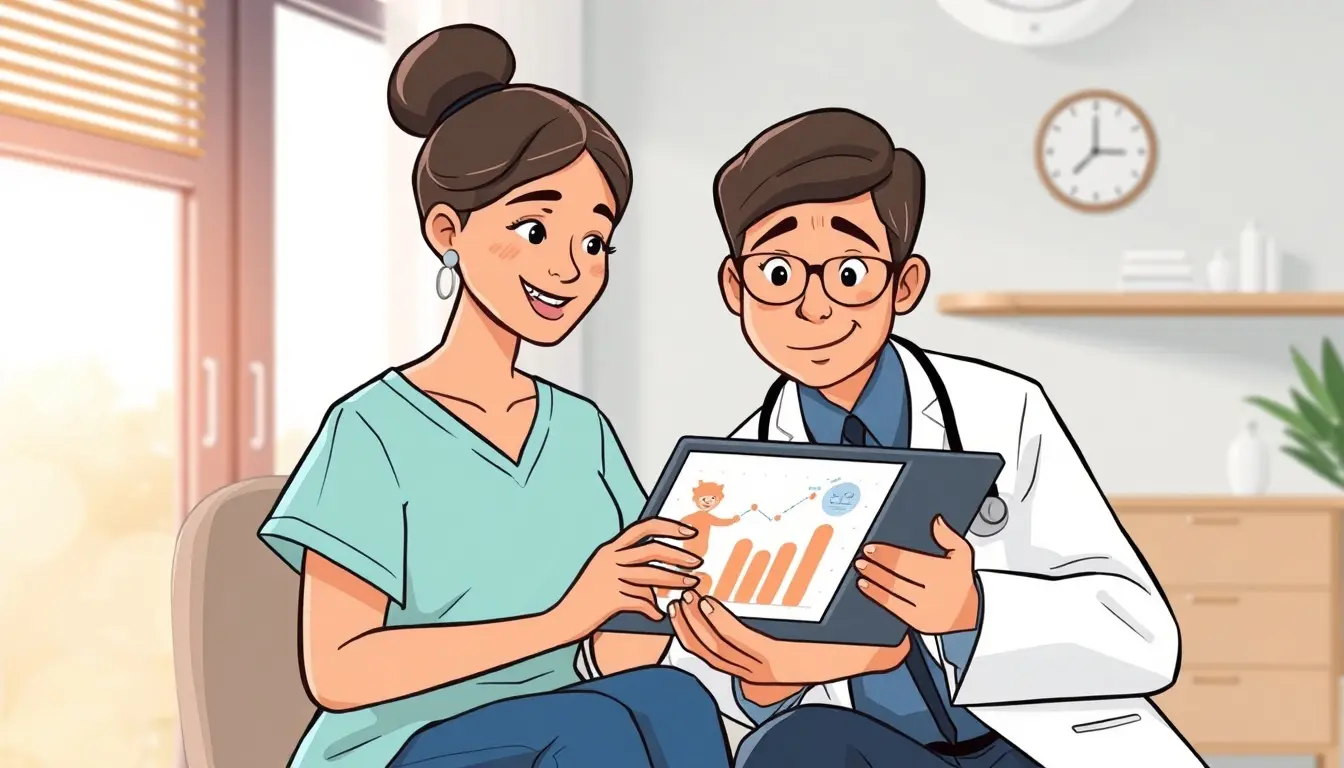 Padres consultando la calculadora percentiles niños españa en un dispositivo digital.