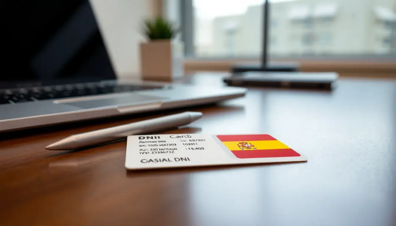Persona revisando un documento nacional de identidad español para calcular DNI