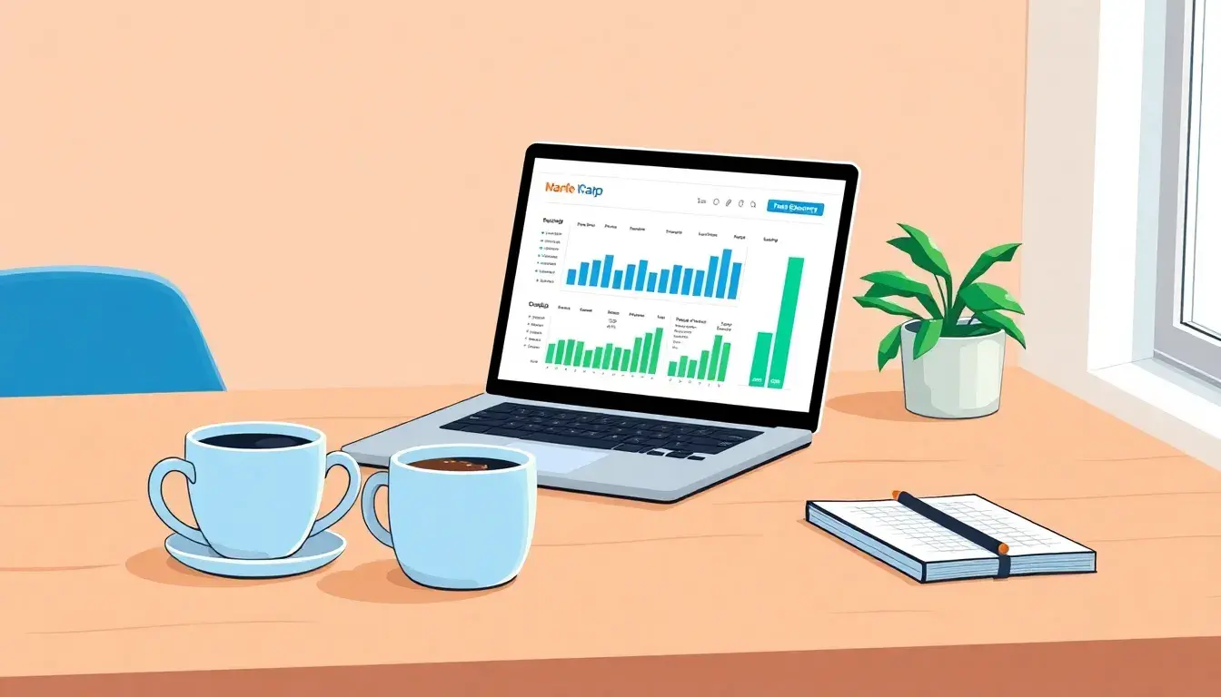 Laptop showing financial calculation for calcular finiquito baja voluntaria on a clean desk.