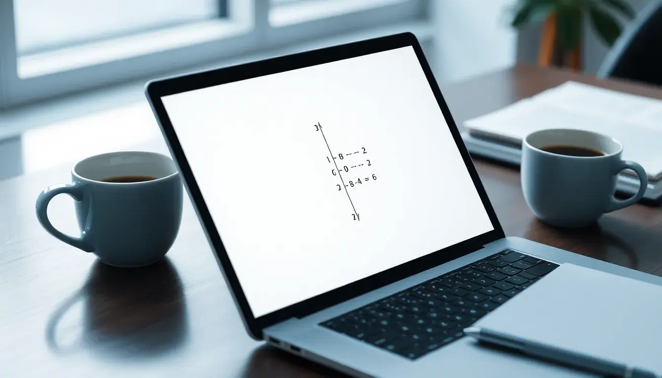 Interfaz digital limpia de una calculadora de matrices sobre un escritorio moderno.
