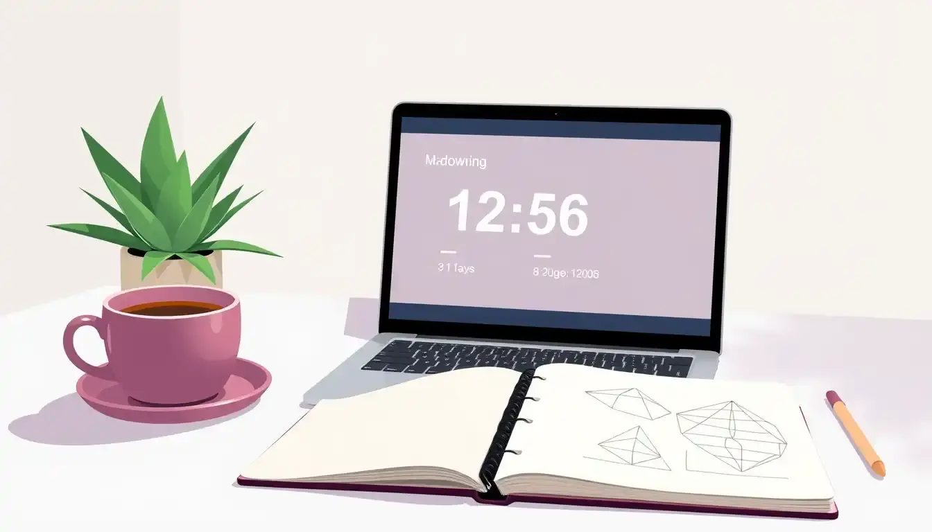 Interfaz de calculadora de potencias en una laptop en un escritorio moderno.
