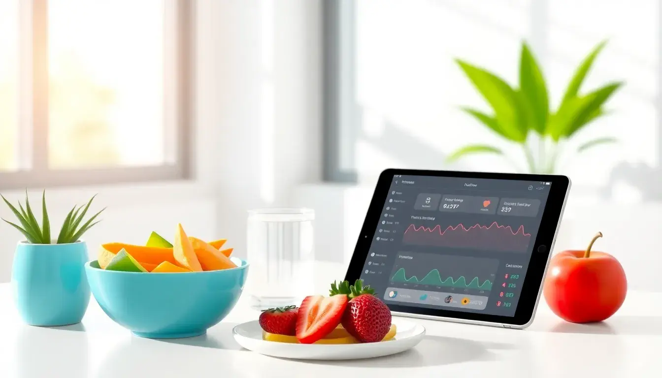Persona analizando su peso ideal según estatura y edad en entorno saludable